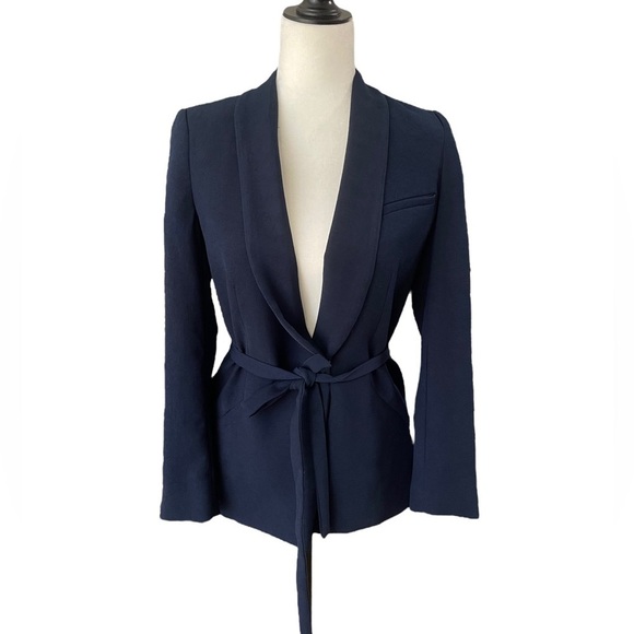 BA&SH Padova Belted Jacket Blazer Navy US size 4 - Picture 3 of 11